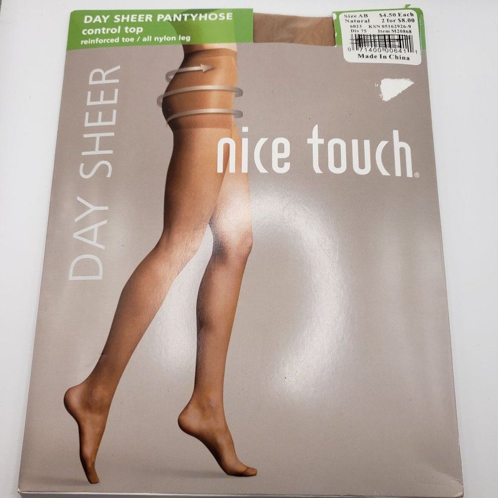 Sears Vintage Nice Touch Day Sheer Pantyhose Control Top Reinforced Toes Size AB